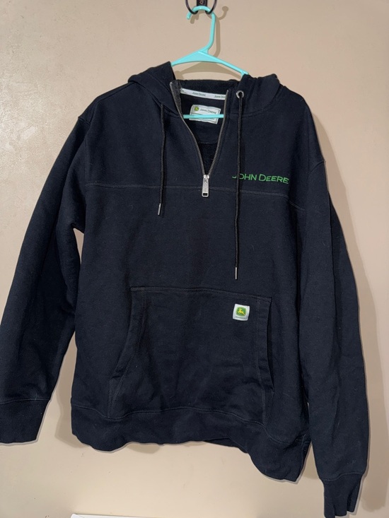 John Deere Other - John Deere Black Zip-Up Hooded Sweatshirt with Green Logo